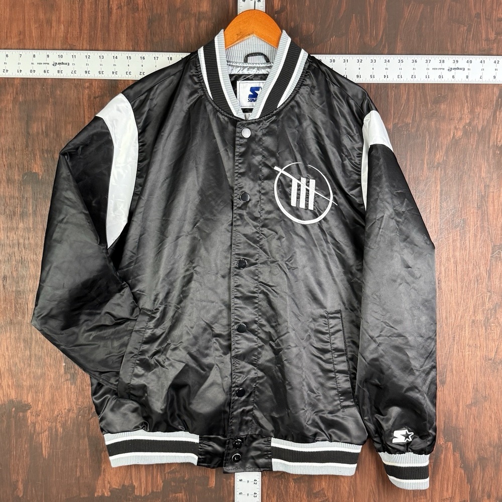 Starter Trackhouse Racing Force Play Full-Snap Varsity Jacket Black Men's XL EUC